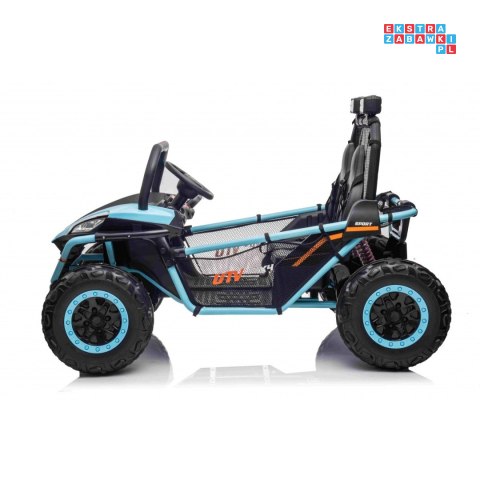 [S608] Buggy Faster na akumulator 2x150W 24V/10Ah ekoskóra Bluetooth EVA LED - niebieski