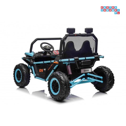 [S608] Buggy Faster na akumulator 2x150W 24V/10Ah ekoskóra Bluetooth EVA LED - niebieski