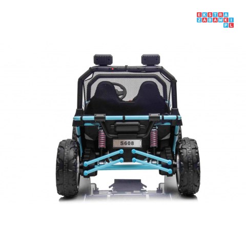 [S608] Buggy Faster na akumulator 2x150W 24V/10Ah ekoskóra Bluetooth EVA LED - niebieski