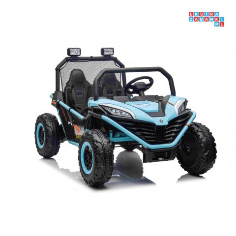 [S608] Buggy Faster na akumulator 2x150W 24V/10Ah ekoskóra Bluetooth EVA LED - niebieski