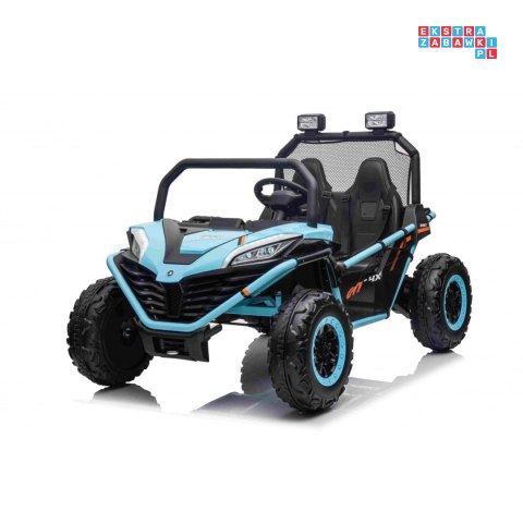 [S608] Buggy Faster na akumulator 2x150W 24V/10Ah ekoskóra Bluetooth EVA LED - niebieski
