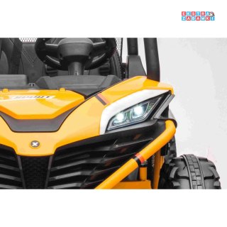 Faster buggy na akumulator dwuosobowy - pomarańczowy, 2x150W, 24V/10Ah, ekoskóra, Bluetooth, EVA, LED [S608]