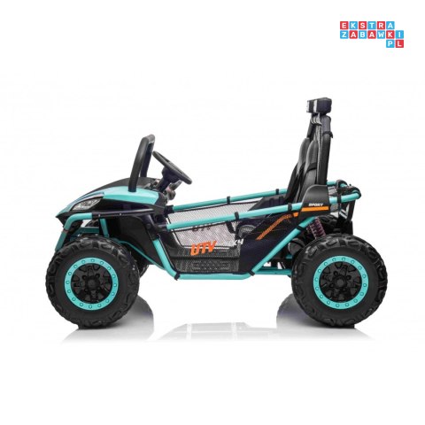 [S608] Buggy Faster na akumulator 2x150W 24V/10Ah ekoskóra Bluetooth EVA LED - zielony