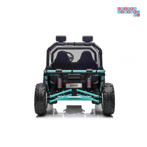 [S608] Buggy Faster na akumulator 2x150W 24V/10Ah ekoskóra Bluetooth EVA LED - zielony