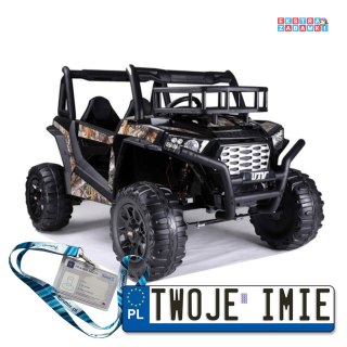 Buggy JS360 na akumulator dwuosobowy - czarny, 2x200W, ekoskóra, LED, USB, MP3, pasy