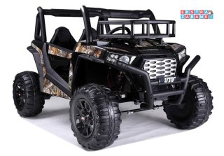 Buggy JS360 na akumulator dwuosobowy - czarny, 2x200W, ekoskóra, LED, USB, MP3, pasy