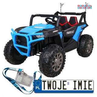 Buggy Racer na akumulator 4x4 - czarny, EVA, LED, pilot, wolny start, bagażnik