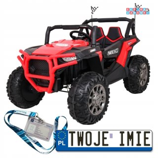 Buggy Racer na akumulator dwuosobowy - czarny, 4x4, pilot, wolny start, bagażnik, EVA, LED, MP3