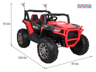 Buggy Racer na akumulator dwuosobowy - czarny, 4x4, pilot, wolny start, bagażnik, EVA, LED, MP3