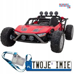 [JS3168] Buggy Racing 5 na akumulator 2x200W 24V/7Ah Pilot Audio LED Wolny Start - czerwony