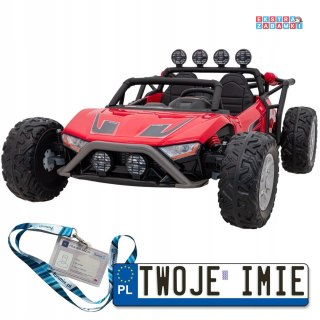 Czerwone Buggy Racing 5 buggy na akumulator dwuosobowy - czerwony, 2x200W, 24V/7Ah, Pilot, Audio, LED, Wolny Start [JS3168]