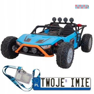 Niebieski Buggy Racing 5 na akumulator dwuosobowy - niebieski, 2x200W, 24V/7Ah, Pilot, Audio, LED, Wolny Start [JS3168]