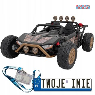 Czarny Buggy Racing 5 buggy na akumulator dwuosobowy - czarny, 2x200W, 24V/7Ah, Pilot, Audio, LED, Wolny Start [JS3168]