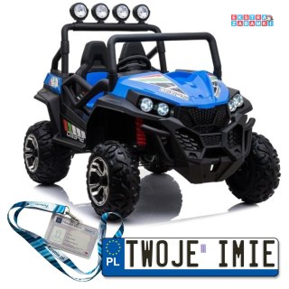 Niebieskie Buggy S2588 na akumulator 4x4 - niebieski, 24V/7Ah, 4x45W, Ekoskóra, EVA, LED, Bluetooth [20314]