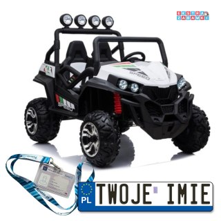 Białe S2588 buggy na akumulator - biały, 24V/7Ah, 4x45W, Ekoskóra, EVA, LED, Bluetooth [20313]