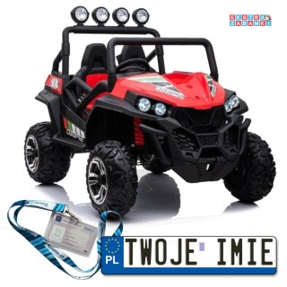 Czerwony Buggy S2588 na akumulator dwuosobowy - czerwony, 24V/7Ah, 4x45W, Ekoskóra, EVA, LED, Bluetooth [20312]