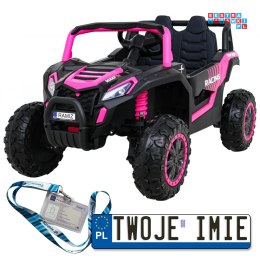 [A036] Auto Buggy UTV Racing na akumulator 4x45W 12V/10Ah MP3 Pilot Wolny Start - różowy