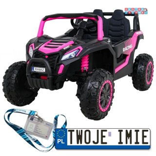 Różowe UTV Racing buggy na akumulator 4x4 - różowy, 4x45W, MP3, Pilot, Wolny Start [A036]