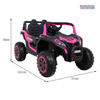 Różowe UTV Racing buggy na akumulator 4x4 - różowy, 4x45W, MP3, Pilot, Wolny Start [A036]
