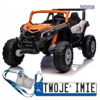 Pomarańczowe UTV x3 buggy na akumulator dwuosobowy - pomarańczowy, 4x200W, 24V/9Ah, EVA, Bluetooth, ekoskóra [BBH-028]