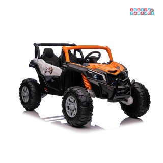 Pomarańczowe UTV x3 buggy na akumulator dwuosobowy - pomarańczowy, 4x200W, 24V/9Ah, EVA, Bluetooth, ekoskóra [BBH-028]