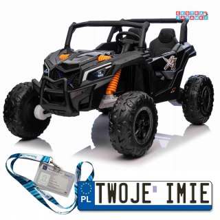 Czarny UTV x3 buggy na akumulator 4x4 - czarny, 4x200W, 24V/9Ah, EVA, Bluetooth, ekoskóra [BBH-028]