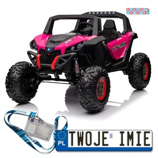 Różowy UTV-MX 2000n buggy na akumulator 4x4 - różowy, 4x75W, LED, EVA, ekoskóra, USB, MP3 [XMX-603B]