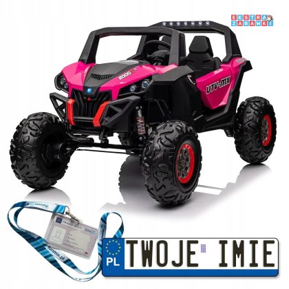Różowy UTV-MX 2000n buggy na akumulator 4x4 - różowy, 4x75W, LED, EVA, ekoskóra, USB, MP3 [XMX-603B]