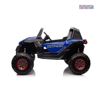 Niebieskie UTV-MX buggy na akumulator 4x4 - niebieski, 4x75W, LED, ekoskóra, EVA, MP3 [XMX-603B]