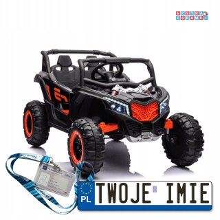 Czarny Buggy UTV NEL-901 buggy na akumulator 4x4 - czarny, Ekoskóra, EVA, LED, Bluetooth, USB