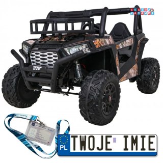 Brązowy Buggy UTV terenówka na akumulator 4x4 - brązowy, 24V/7Ah, 2x200W, Pilot, Bagażnik, EVA, MP3, LED [JS360B]