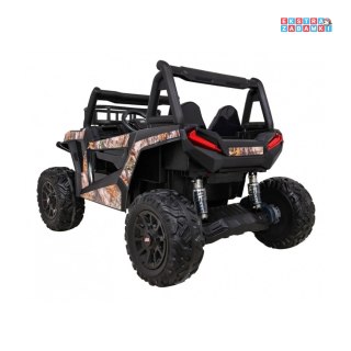 Brązowy Buggy UTV terenówka na akumulator 4x4 - brązowy, 24V/7Ah, 2x200W, Pilot, Bagażnik, EVA, MP3, LED [JS360B]