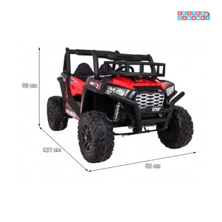Czerwone Buggy UTV terenówka na akumulator 2x200W - czerwony, 24V/7Ah, Pilot, Bagażnik, EVA, MP3, LED [JS360B]