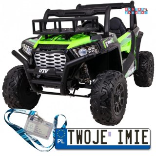 Zielona UTV buggy na akumulator 4x4 - zielony, 24V/7Ah, 2x200W, Pilot, Bagażnik, EVA, MP3, LED [JS360B]