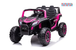 Różowe UTV 2000M buggy na akumulator dwuosobowy - różowy, 4x45W, koła EVA, pokrowiec, pilot, LED [A036]