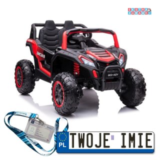 Czerwone UTV 2000M buggy na akumulator 4x4 - czerwony, 4x45W, koła EVA, pokrowiec, pilot, LED [A036]