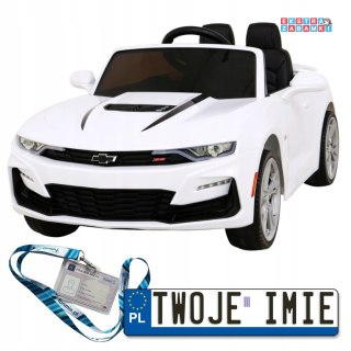 Białe Chevrolet Camaro 2SS na akumulator - Pilot, Koła EVA, Wolny Start, Dźwięki, Światła