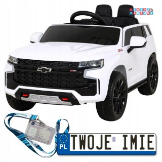 Białe Chevrolet Tahoe na akumulator - Pilot, EVA, Radio MP3, LED