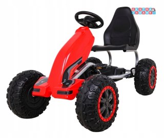 [B012] Duży gokart na pedały STRONG 100KG Łożyskowane koła EVA - czerwony