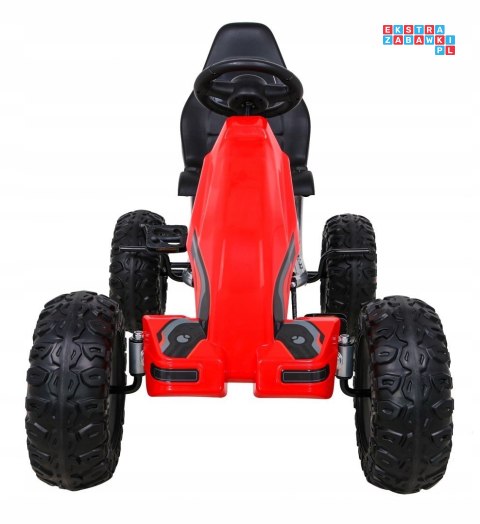 [B012] Duży gokart na pedały STRONG 100KG Łożyskowane koła EVA - czerwony