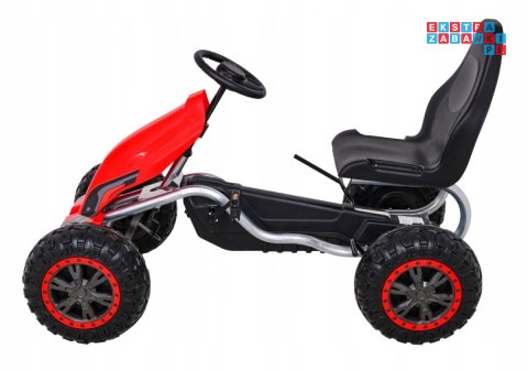 [B012] Duży gokart na pedały STRONG 100KG Łożyskowane koła EVA - czerwony