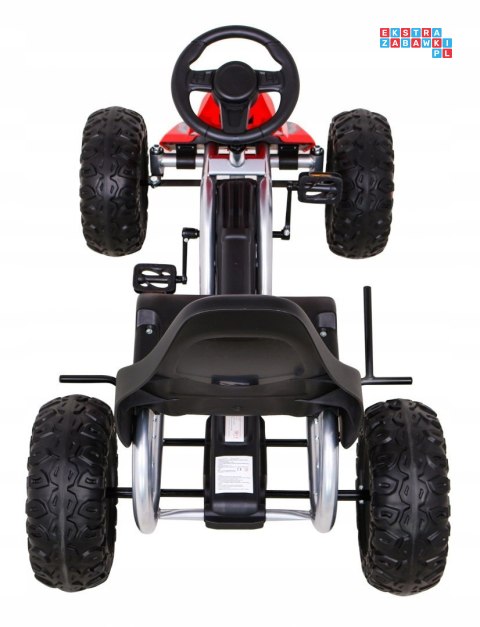 [B012] Duży gokart na pedały STRONG 100KG Łożyskowane koła EVA - czerwony