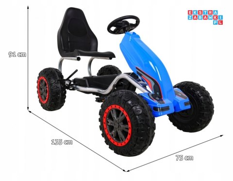 [B012] Duży gokart na pedały STRONG 100KG Łożyskowane koła EVA - niebieski