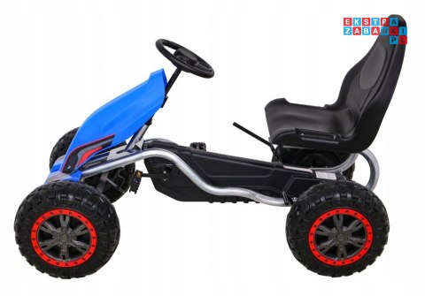 [B012] Duży gokart na pedały STRONG 100KG Łożyskowane koła EVA - niebieski