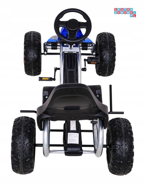 [B012] Duży gokart na pedały STRONG 100KG Łożyskowane koła EVA - niebieski