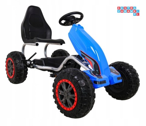 [B012] Duży gokart na pedały STRONG 100KG Łożyskowane koła EVA - niebieski