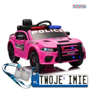 Różowy Dodge Charger na akumulator - 2x45W, 12V/7Ah, Ekoskóra, EVA, MP3, USB, Bluetooth - [20013]
