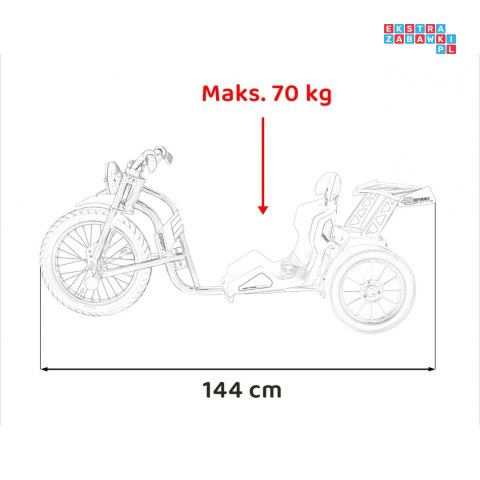 [SX2338] Drift Bike na akumulator 24V/10Ah z funkcją driftu koła pompowane i plastikowe do 70 kg 5-punktowe pasy - czarny