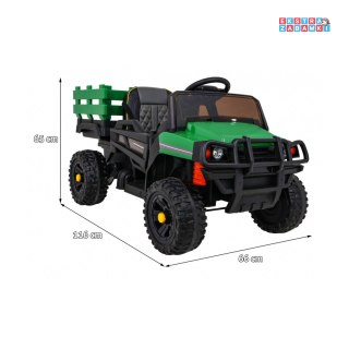 Zielony Farmer Pick-up na akumulator - Pilot, Bagażnik, Łopatka, EVA, MP3, LED