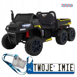 Czarne Farmer Truck na akumulator - 4x35W, z Pilotem, dla 2 dzieci, Kiper, Audio, LED